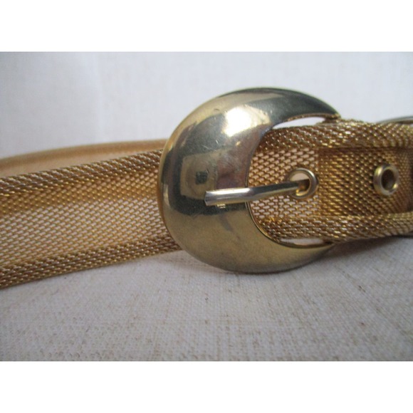 Vintage 1980s Goldtone Mesh Chain Link Belt Chunky Size Small to Medium main image 4